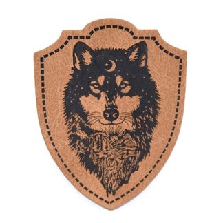Label Kunstleder *Wappen Wolf*