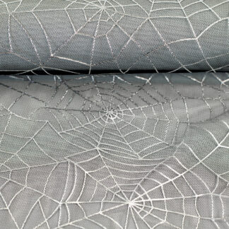 Tüll Spinnenweben schwarz/ silber