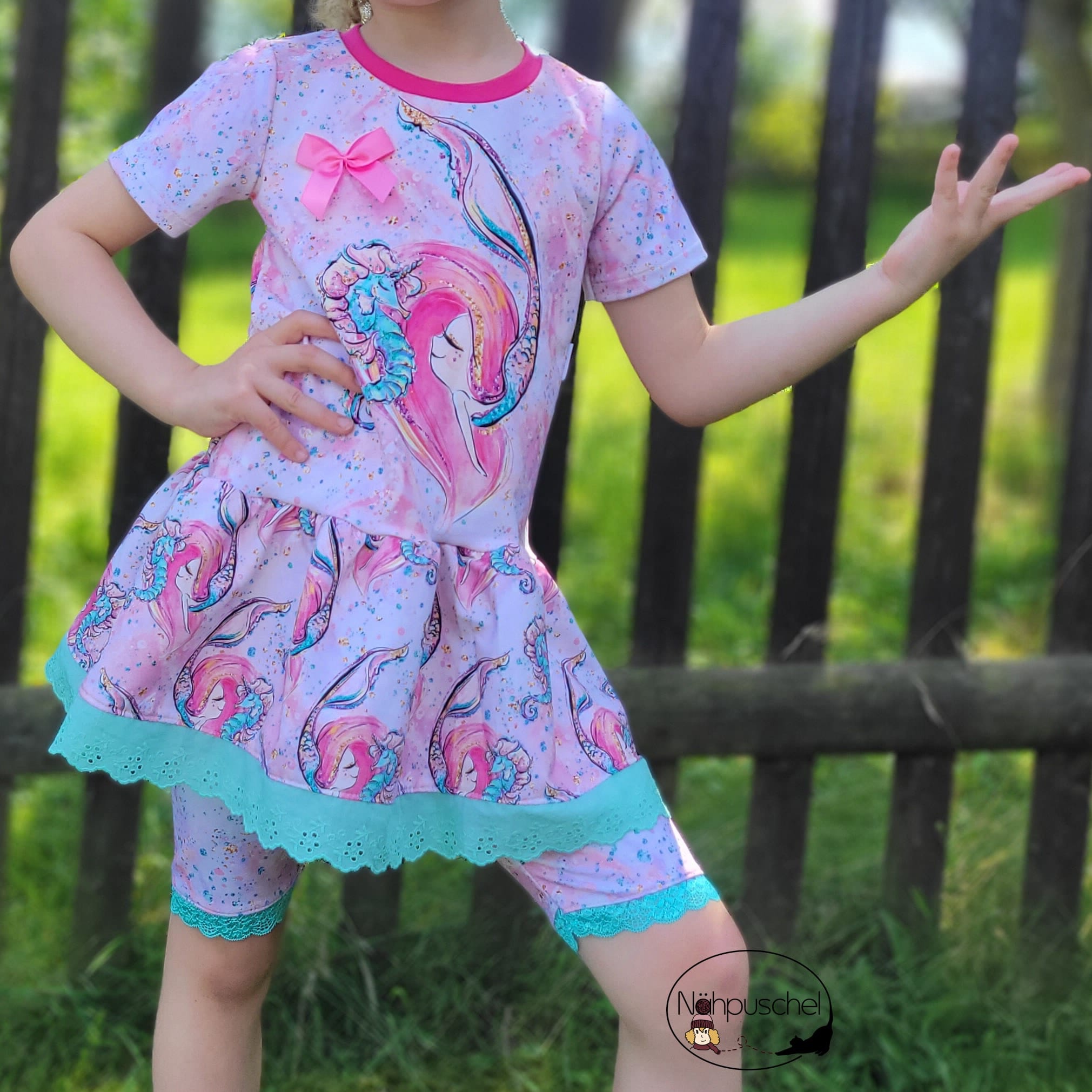 French Terry Panel Meerjungfrau pink – Bild 2