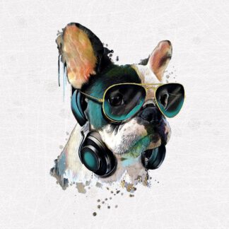 French Terry Panel Crazy Dog