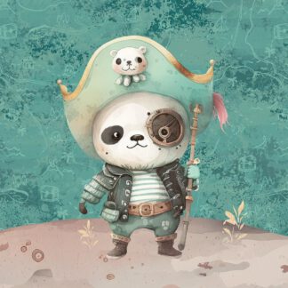 French Terry Panel Panda Pirat