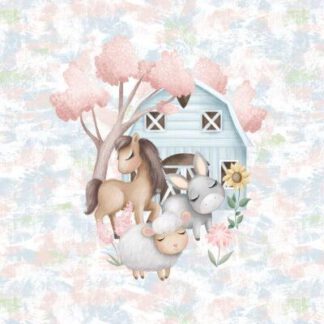 French Terry Panel Süßer Bauernhof Farm