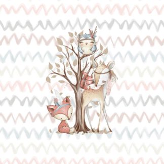 French Terry Panel Waldfreunde Tiere