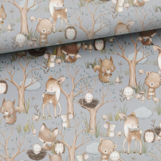 French Terry Waldbabys allover Blau