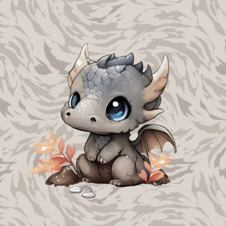 French Terry Panel Babydrache grau