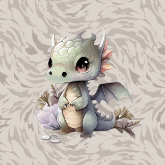 French Terry Panel Babydrache grün