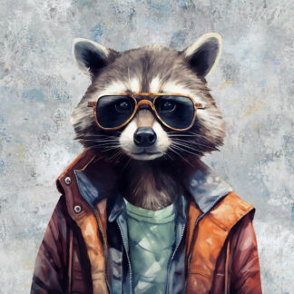 French Terry Panel Hipster Waschbär