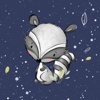 French Terry Panel Waldfreunde Waschbär navy