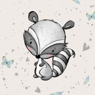 French Terry Panel Boho Waschbär