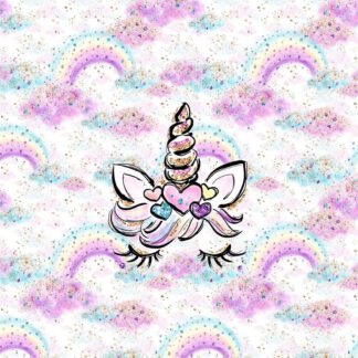 French Terry Panel Unicorn Rainbow