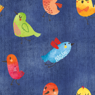 Jersey Vögel auf Jeans, dunkel