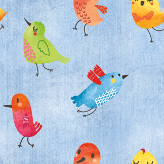 Jersey Vögel auf Jeans, hell