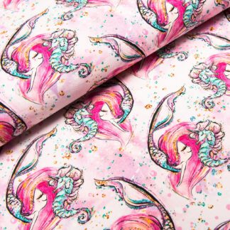 French Terry Meerjungfrau pink allover