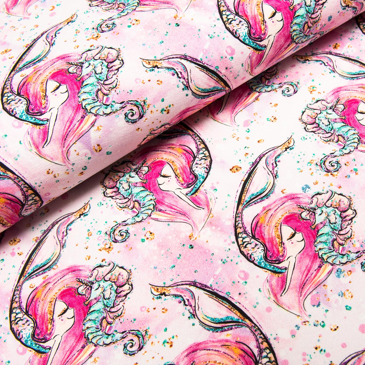 French Terry Meerjungfrau pink allover