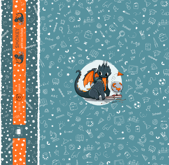 Panel Smokey geht zur Schule Türkis, dunkel