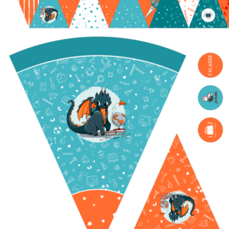 Schultüte Smokey Türkis/ Orange