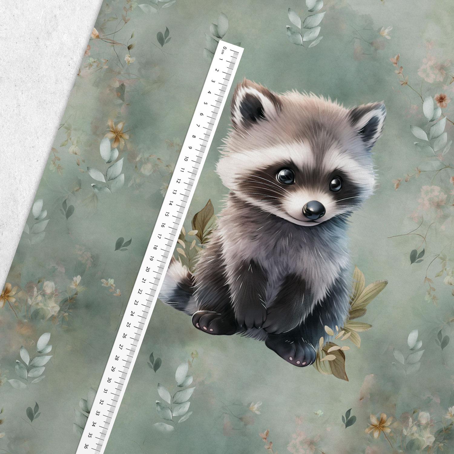 French Terry Panel Waschbär Eukalyptus – Bild 2